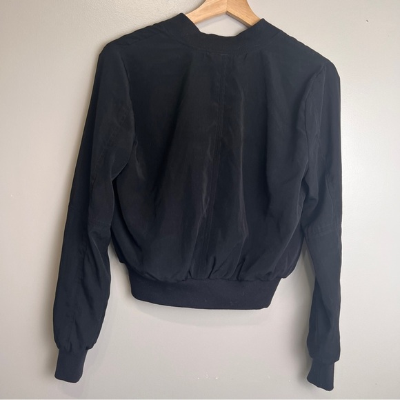 Want and Need Black Bomber Jacket with Silver Zipper Details Women's Size S - Picture 2 of 6